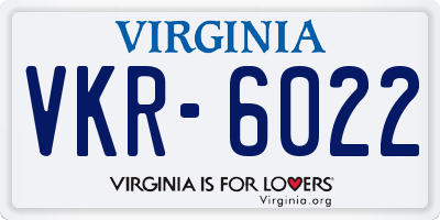 VA license plate VKR6022