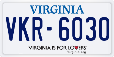 VA license plate VKR6030