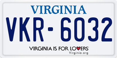 VA license plate VKR6032