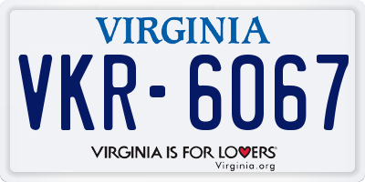 VA license plate VKR6067