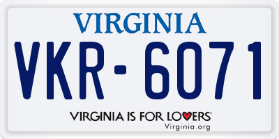 VA license plate VKR6071