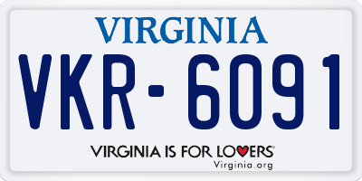 VA license plate VKR6091