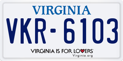 VA license plate VKR6103