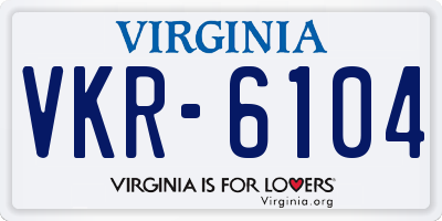 VA license plate VKR6104