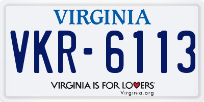 VA license plate VKR6113