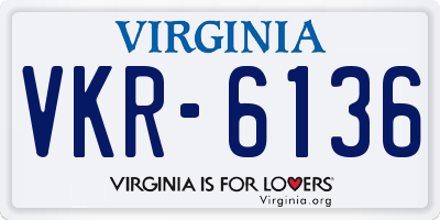 VA license plate VKR6136