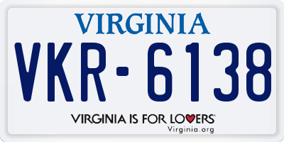 VA license plate VKR6138