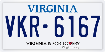 VA license plate VKR6167