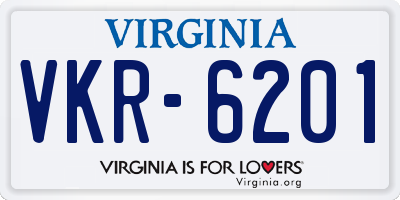 VA license plate VKR6201
