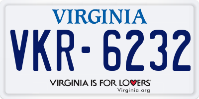 VA license plate VKR6232