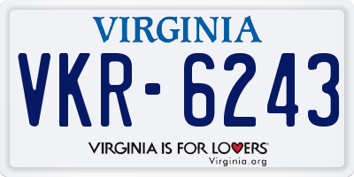 VA license plate VKR6243
