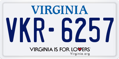 VA license plate VKR6257