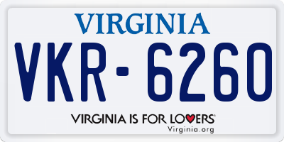 VA license plate VKR6260