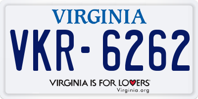 VA license plate VKR6262