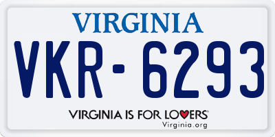 VA license plate VKR6293