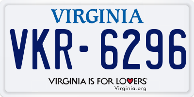 VA license plate VKR6296