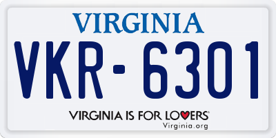 VA license plate VKR6301