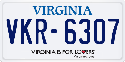 VA license plate VKR6307