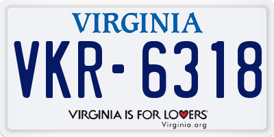 VA license plate VKR6318