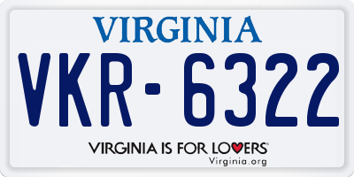 VA license plate VKR6322