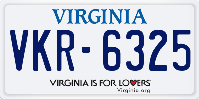 VA license plate VKR6325