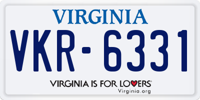 VA license plate VKR6331