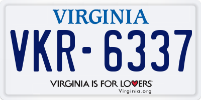 VA license plate VKR6337