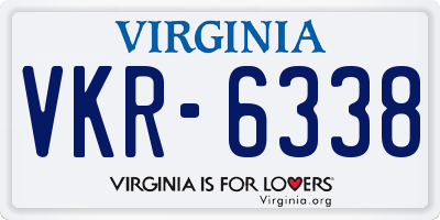 VA license plate VKR6338