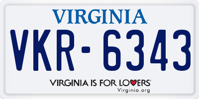 VA license plate VKR6343