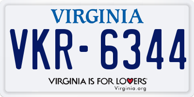 VA license plate VKR6344