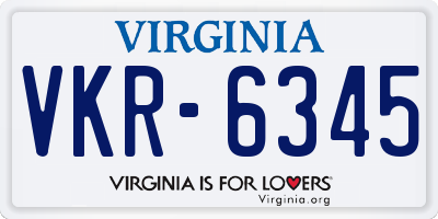 VA license plate VKR6345
