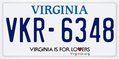 VA license plate VKR6348
