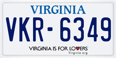 VA license plate VKR6349