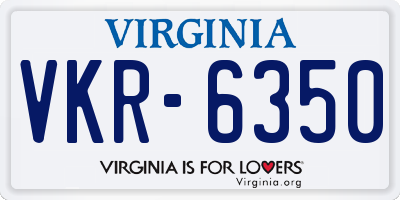 VA license plate VKR6350
