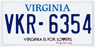 VA license plate VKR6354