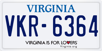 VA license plate VKR6364