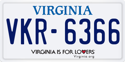 VA license plate VKR6366