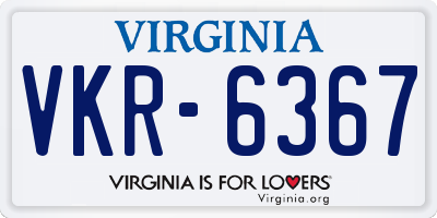 VA license plate VKR6367