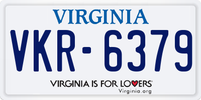 VA license plate VKR6379