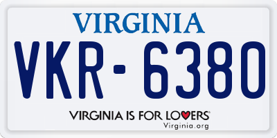 VA license plate VKR6380
