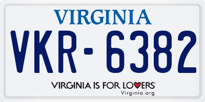 VA license plate VKR6382