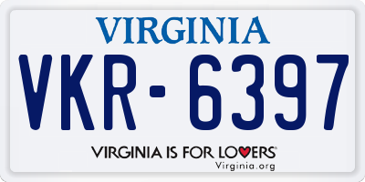 VA license plate VKR6397