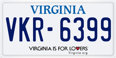 VA license plate VKR6399