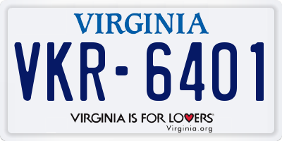 VA license plate VKR6401