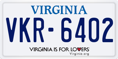 VA license plate VKR6402