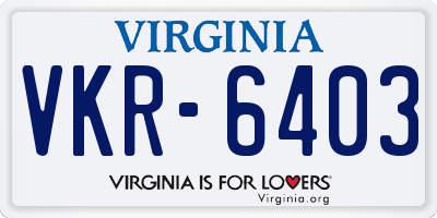 VA license plate VKR6403