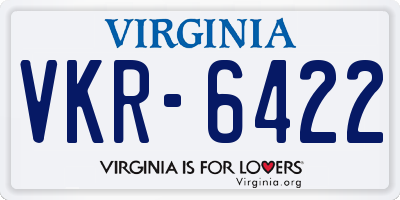 VA license plate VKR6422