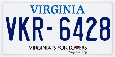 VA license plate VKR6428