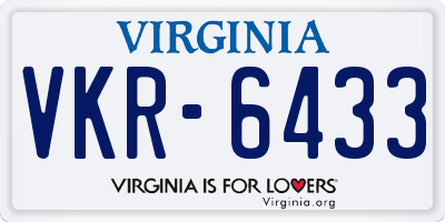 VA license plate VKR6433