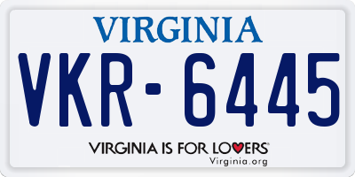 VA license plate VKR6445
